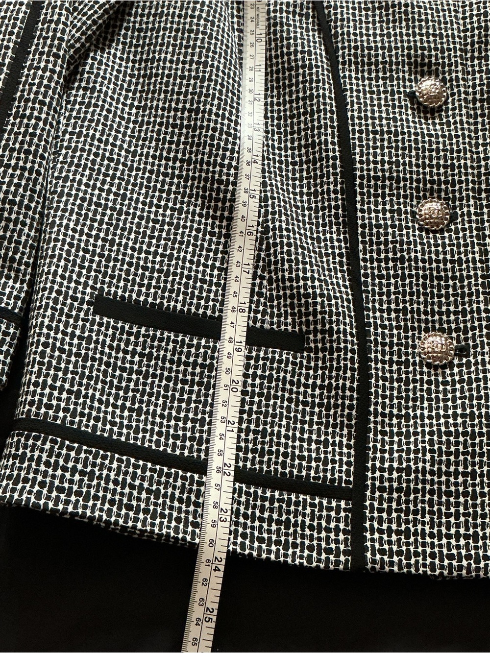 Karl Lagerfeld Black & White Tweed Jacket with Unique Silver Buttons - Picture 8 of 8